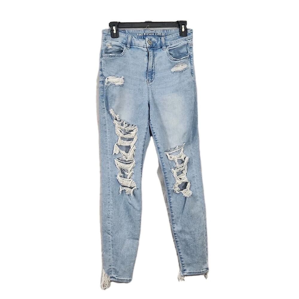 American Eagle AE Next Level Stretch 8 Curvy High Rise Jeans Destroy Snatched